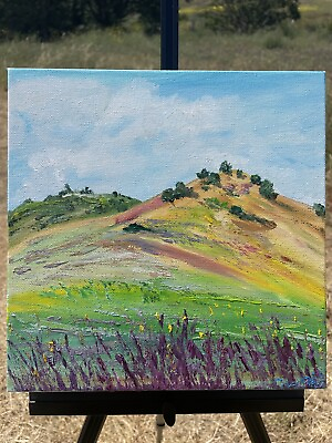 #ad Malibu Creek Plein Air Oil On Canvas Painting Mountains 10 X 10 Inches Fine Art $150.00