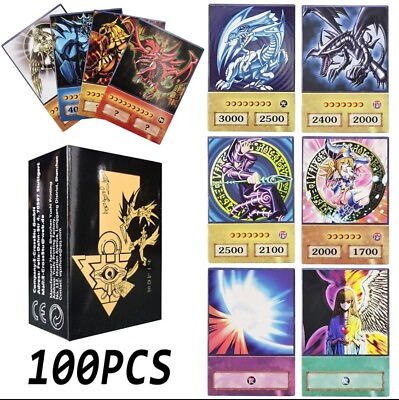 #ad YUGİOH 100Pcs Blue Eyes Dark Magician Exodia Obelisk RA Slifer Anime Style Cards $19.99