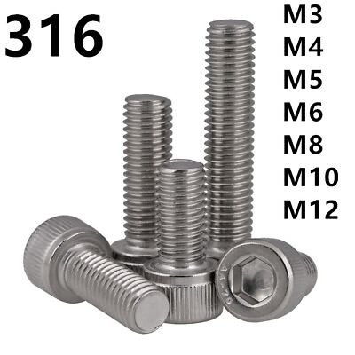 #ad 316 Stainless Steel Hex Socket Bolts Cap Head Screws M3 M4 M5 M6 M8 M10 M12 $13.13