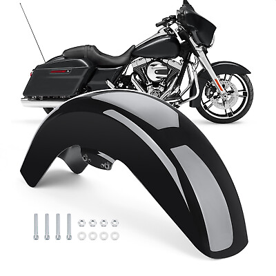 #ad Vivid Black Front Fender Fit For Harley Touring Touring Street Road Glide 14 23 $138.20