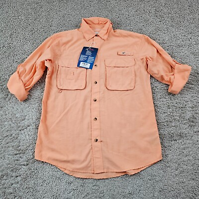#ad World Wide Sportsman Shirt Men Small S Orange Short Sleeve Vented Nylon Angler $11.99