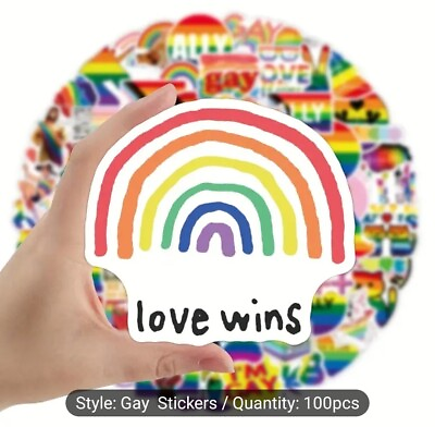 #ad 10 PCS Rainbow Gay Pride Flag Stickers BRAND NEW $2.99