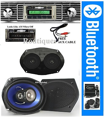 #ad 1956 Bel Air Stereo Radio Bluetooth Hands Free Dash 6x9 Speakers 630 BTD69 $549.00