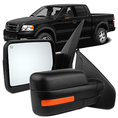 #ad Pair For 2004 2014 Ford F 150 Power amp; Heated Side Mirrors DriverPassenger Black $83.77