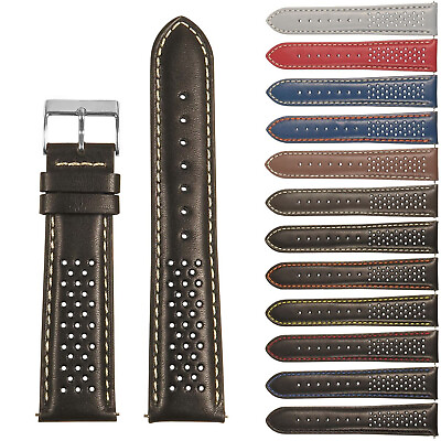 #ad StrapsCo Perforated Leather Rally Watch Band Quick Release Strap $19.99