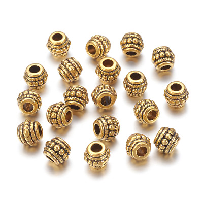 #ad 50pcs Tibetan Alloy Barrel Metal Beads Nickel Free Loose Spacer Antique Gold 8mm $7.36