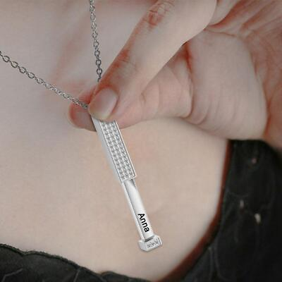 #ad Personalized Vertical Bar Necklace Custom Necklace Engraved Name Jew Sell $10.22