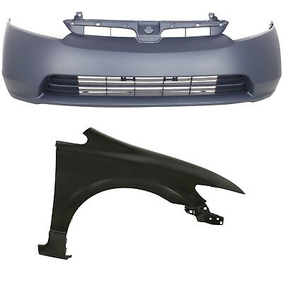 #ad Front Bumper Cover Kit Includes Front Right Fender For 2006 2008 Honda Civic $222.42