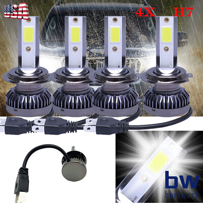 #ad #ad 4x H7 LED Headlight Bulbs Kit High Low Beam Super Bright 6500K White 30000LM $14.72