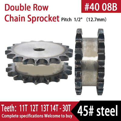 #ad 08B 2 Double Row Sprocket 11 30 Teeth Pitch 12.7mm For Two 08B Single Row Chain $11.05