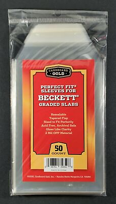 #ad 50x BGS Beckett Perfect Fit Resealable Graded Card Sleeves Cardboard Gold 1 Pack $5.85