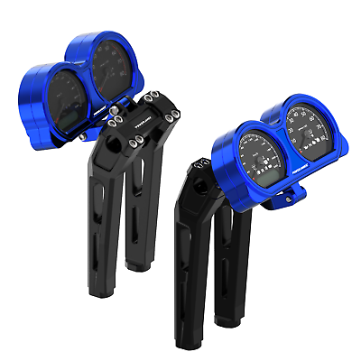 #ad 10.0quot; Blue Black Instrument Module Risers Kit Fits Harley 15 23 Road Glide FLTRU $299.95