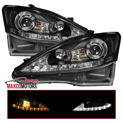 #ad Black Projector Headlights Fits 2006 2010 Lexus IS250 IS350 LED Signal Strip LR $299.49