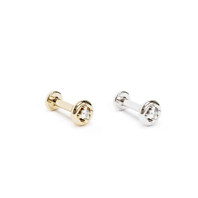 #ad 14K Solid Gold Minimalist Solitaire Diamond Stud Cartilage Helix Tragus Conch $129.00