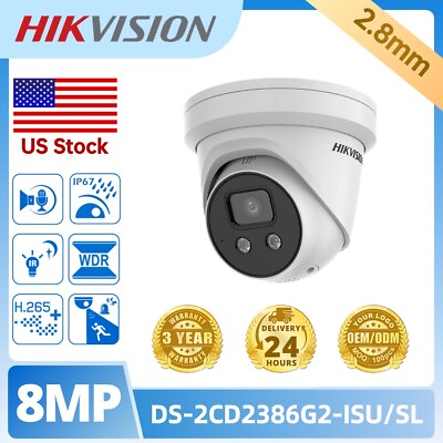 #ad 4K DS 2CD2386G2 ISU SL 2.8mm HIK AcuSense PoE IP Camera Smart Detection White $155.00