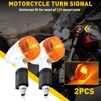 #ad 2X Universal Amber Mini Motorcycle Turn Signal Turning Indicators Rear Front $11.03