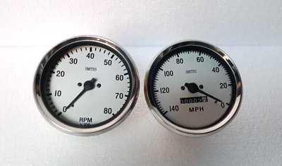 #ad Smiths 85 mm Speedometer 140 mph anti clockwise Tachometer Clock wise Replica $70.78
