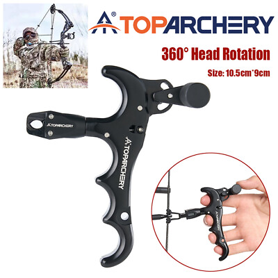 #ad Compound Bow Release 4 Finger Adjustable Can Rotate 360° Thumb Release Archery $15.97
