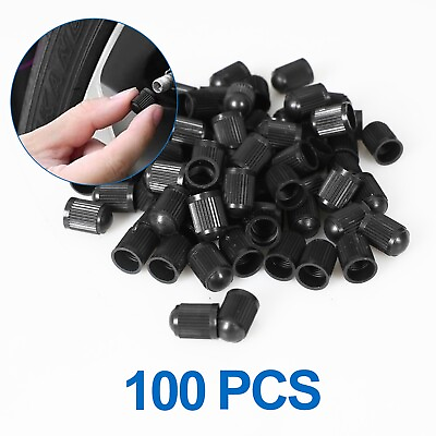 #ad 100PCS Black Plastic Car Tire Rim Valve Stems Wheel Tyre Air Caps Dust Cover $3.59