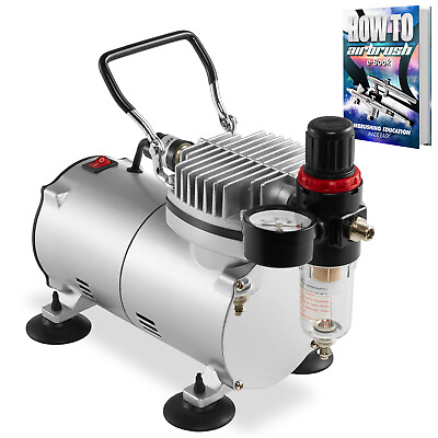 PointZero 1 5 HP Airbrush Compressor Air Pump with Regulator Gauge Water Trap $59.99