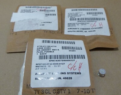 #ad QTY 3 AIRCRAFT LANDING SYSTEMS 2606091 F 18 PIPE PLUG 4730 01 120 4770 $99.95
