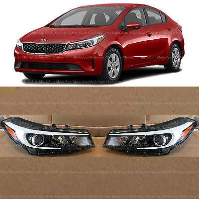 #ad Halogen Headlight Assembly for 2017 2018 Kia Forte Left Right Pair w Bulbs 2pc $220.99