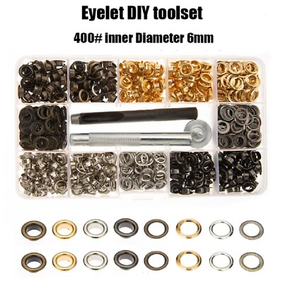 #ad 400 Piece 3 16quot; Grommet Kit with Hole Punch Eyelet Set for Leather Clothing $14.99