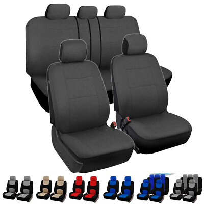#ad Universal Auto Seat Covers Full Set for Car Truck SUV Van Front Rear Protector $17.99