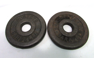 #ad Pair of 2.5lb Standard Size Weights By Roberts Barbells vintage Iron Rare $24.95