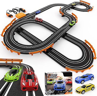#ad Slot Car Race Track Sets with 4 High Speed Slot Cars Battery or Electric Car Tr $74.19