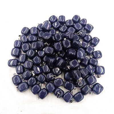 #ad Natural Irregular Blue Sand Stone 50pcs Pendants Beads DIY Jewelry Making $18.04