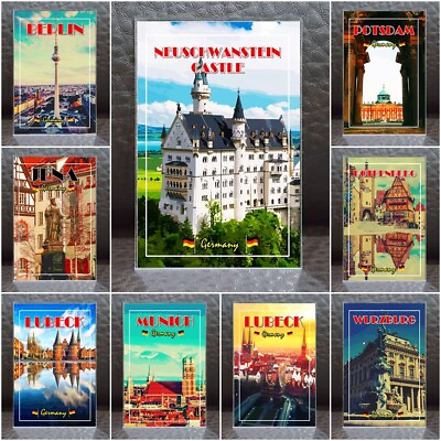 #ad ACRYLIC Fridge Magnets Germany Munich souvenir Retro Vintage Art Gift 2x3quot; SET 2 $3.98