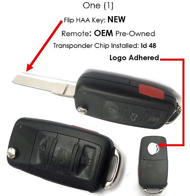 #ad VW flip key remote HLO 1K0 959 753 A NBG735868T transmitter opener control OEM $55.13