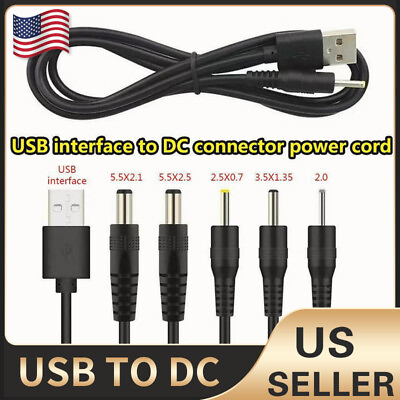 #ad USB TO DC 2.0 2.5X0.7 3.5X1.35 5.5X2.5 5.5X2.1 5V DC Barrel Jack Plug Charging $3.88