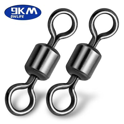 #ad 50 200Pc Fishing Barrel Swivel 9 770LB Stainless Steel Rolling Solid Ring Swivel $51.99