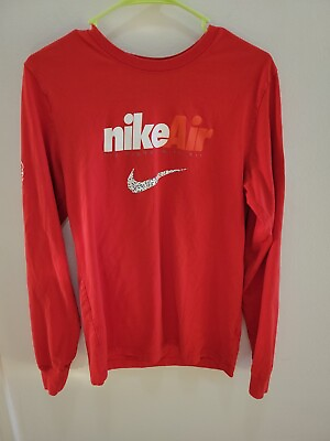 #ad Nike World Wide Fly Higher With Air Long Sleeve Red Men’s Small Just Do It $11.99