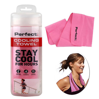 #ad Perfect Fitness Cooling Towel Pink Stay Cool For Hours Machine Washable Yoga NEW $8.49