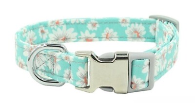 #ad Dog Collar Daisy Flower Turquoise Blue Adjustable Small Medium Large $11.99