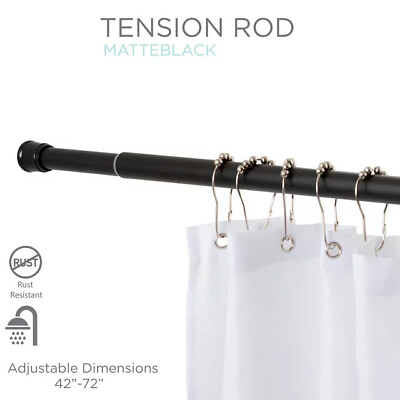 #ad Tension Shower Rod in Matte Black $12.53