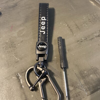 #ad Black Leather Keychain with Jeep logo $8.90