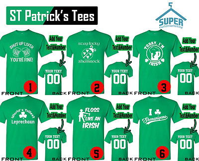 #ad Customize St Patrick#x27;s Day Tees Irish Drinking Party Clover St Patty Shamrock 3 $31.19