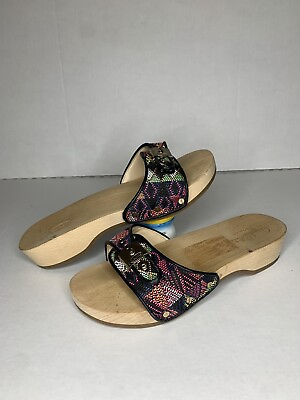 #ad Dr Scholls Original Collection Wood Sandals Slide Womens Sz 8 Black Aztec Print $59.99