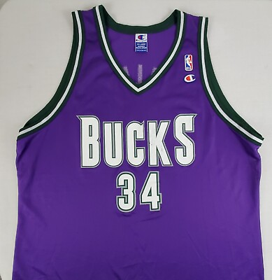 #ad Vintage Champion Ray Allen #34 Milwaukee Bucks Jersey XXL 52 Purple Green NBA $119.99