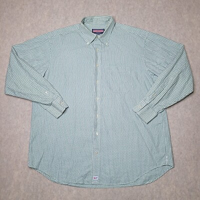 #ad Vineyard Vines Murray Shirt Mens XL Green Gingham Plaid Long Sleeve Button Down $9.90