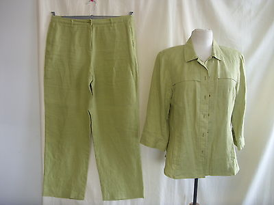 #ad Ladies Jacket UK 12 amp; Trousers UK 16 Pret a Porter green linen summer 1737 GBP 34.22