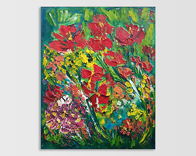 #ad Original oil painting flowers artwork Abstract Floral still life wall art $125.00