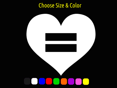 #ad EQUALITY HEART Gay Rights LGBTQ Pride Vinyl Window Sticker CHOOSE SIZE COLOR $8.84