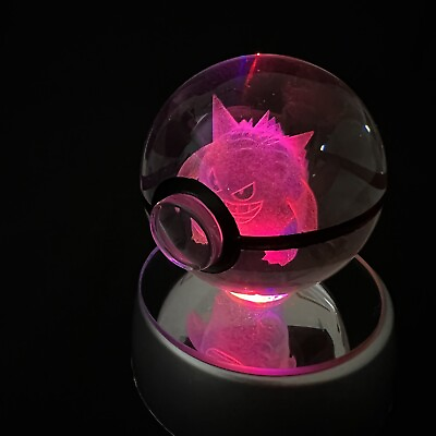 #ad 50 80MM 3d print inside crystal ball Gengar Pikachu Pokeball LED Pokemon Gift $39.00