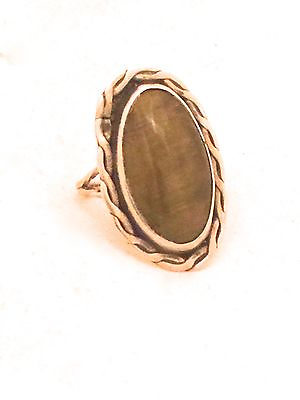 #ad Vintage Sterling Silver Native American Navajo Tiger Eye Long Oval Ring Size 6.5 $58.00