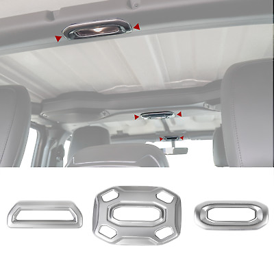 #ad 3pc Roof Reading Light Lamp Panel Cover Trim For Jeep Wrangler JL 2018 23 Sliver $18.49